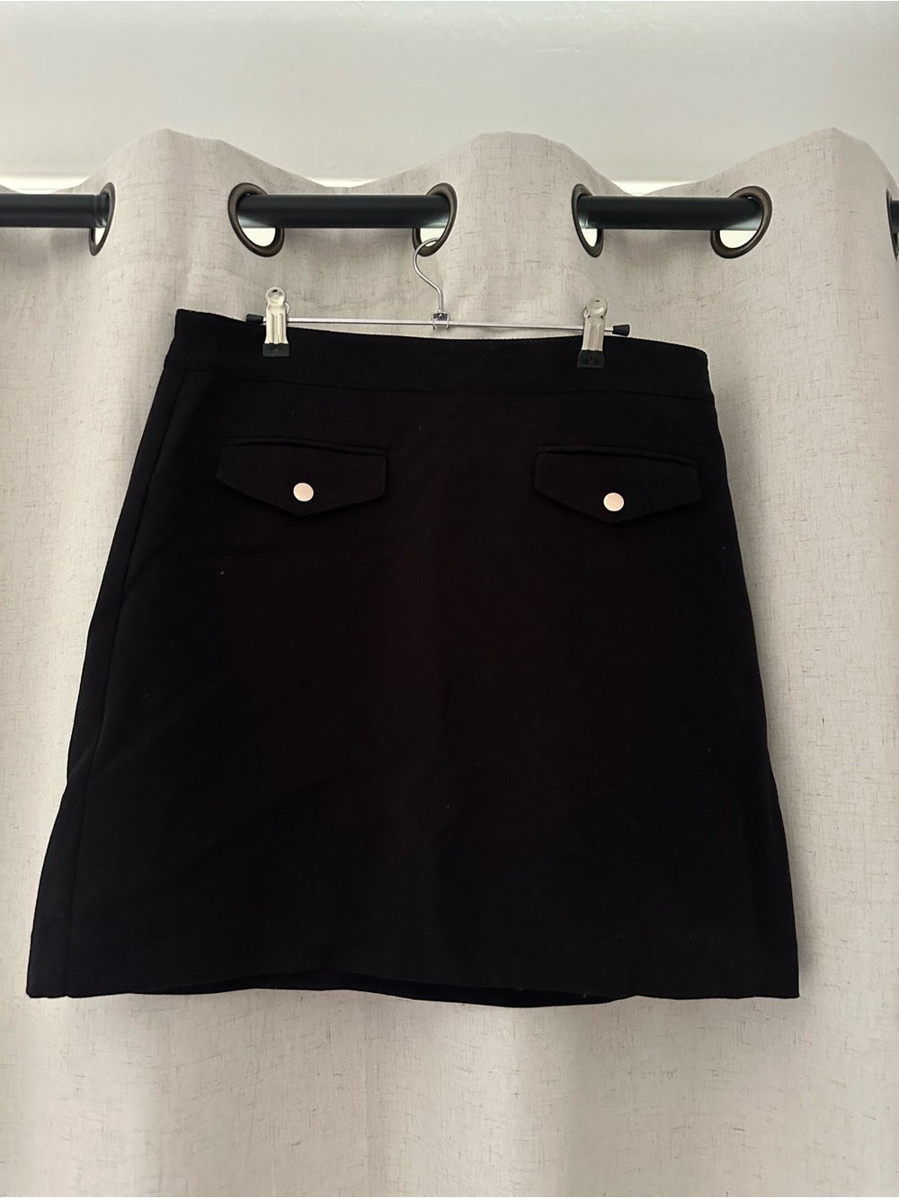 LOFT Black A-Line Mini Skirt with Flap Pocket Details